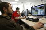 Students in the DGL on computers